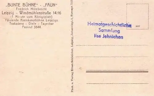 AK Leipzig. Kabarett, Postkarte, Verlag Ernst Schleicher, gebraucht, gut