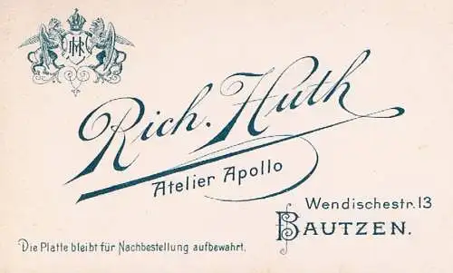 Fotografie Huth, Bautzen - Portrait Junger Herr mit Oberlippenbart, Fotografie