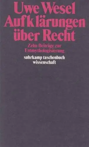Buch: Aufklärungen über Recht, Wesel, Uwe, 1981, gebraucht, gut