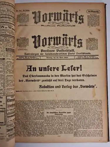 Vorwärts. Berliner Volksblatt, 35. Jahrgang 1918, Nr. 90-118, unvollständig