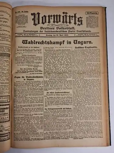 Vorwärts. Berliner Volksblatt, 35. Jahrgang 1918, Nr. 90-118, unvollständig