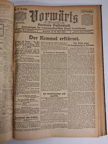 Vorwärts. Berliner Volksblatt, 35. Jahrgang 1918, Nr. 90-118, unvollständig