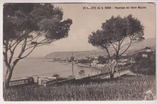 AK Un saluto da S. Remo - Panorama dal Corso Mazzini, Gandolfo, Postkarte