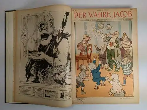 Der wahre Jacob Jahrgang 1908 Nr. 560-586, 25 Hefte, Heymann, Dietz, Nachbindung