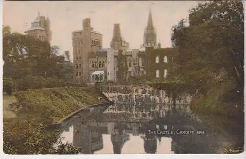 AK The Castle, Cardiff, Postkarte, gelaufen, gebraucht, gut