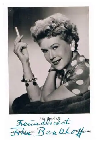 Fita Benkhoff. Autogrammkarte. Signiert, Autogrammkarte, Rüdel-Verlag