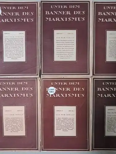 10 Hefte Unter dem Banner des Marxismus Jahrgänge I-VI 1925-1932, Willi Schulz