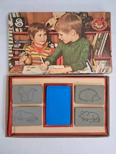 Stempelset Famos No. 575, 4 Tierstempel mit Stempelkissen
