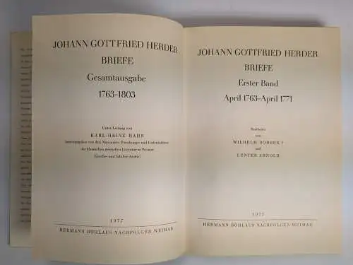 Buch: Johann Gottfried Herder  Briefe Gesamtausgabe 1763-1803, Band 1-9, Böhlaus