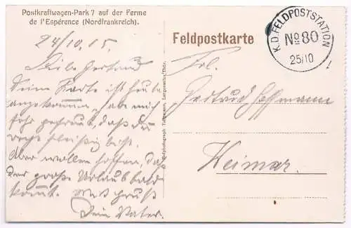 AK Das Wohnhaus des Parkführers. Postkarte, ca. 1915, gebraucht, gut, Feldpost