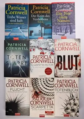 9 Bücher Kay Scarpetta von Patricia Cornwell: Totenstarre, Totenbuch, Flucht ...