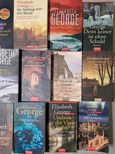 12 Bücher Inspector Lynley, Elizabeth George, Krimi, Goldmann, Konvolut