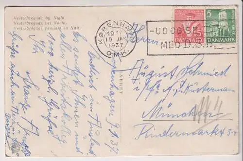 AK Kobenhavn. Vesterbrogade ved Aften, ca. 1937, Eneret, Postkarte, gelaufen