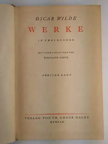 Buch: Oscar Wilde - Werke in zwei Bänden, Knaur Verlag, gebraucht, gut