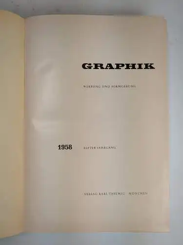 12 Hefte Graphik 11. Jahrgang 1958 Heft 1-12 (komplett), Karl Thiemig Verlag