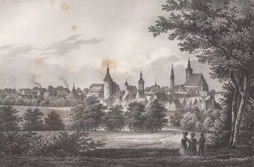Lithografie: Guben, um 1836, Eduard Pietzsch & Comp, Grafik, Saxonia, Ansicht