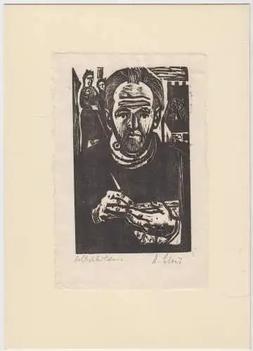 Holzschnitt: Selbstbildnis, A. Klein, Portrait, Druckgrafik, Kunstdruck