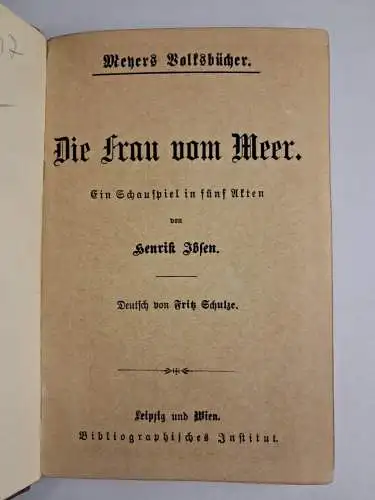 Buch: Die Frau vom Meer, Ein Schauspiel in fünf Akten, Henrik Ibsen