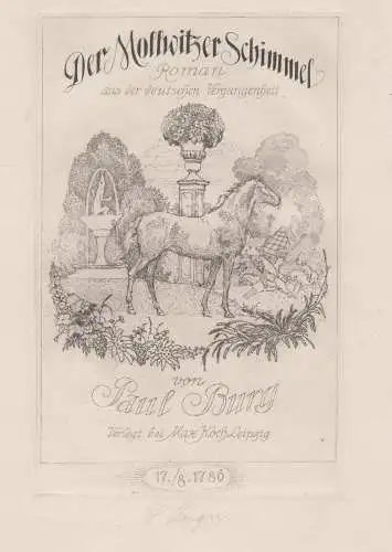 Titelblatt: Der Mollwitzer Schimmel, Ferdinand Staeger, Roman, Paul Burg, Grafik