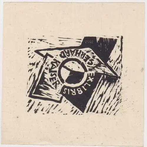 Original Grafik Exlibris: Gerhard Kaiser, Buch, guter Zustand, Buchzeichen