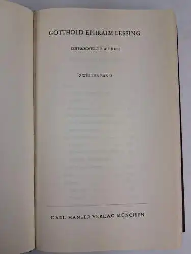 Buch: Gesammelte Werke, Lessing, Gottholm Ephraim. 2 Bände, 1959, gebraucht, gut