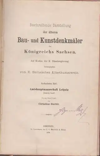 Buch: Bau- und Kunstdenkmäler, 16. Heft, Leipzig, 1994, Cornelius Gurlitt