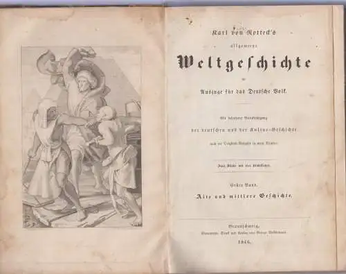 Buch: Allgemeine Weltgeschichte, Rotteck, Karl von, 2 Bände, 1846, Westermann