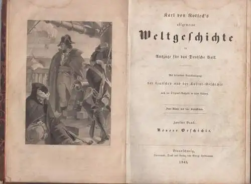 Buch: Allgemeine Weltgeschichte, Rotteck, Karl von, 2 Bände, 1846, Westermann