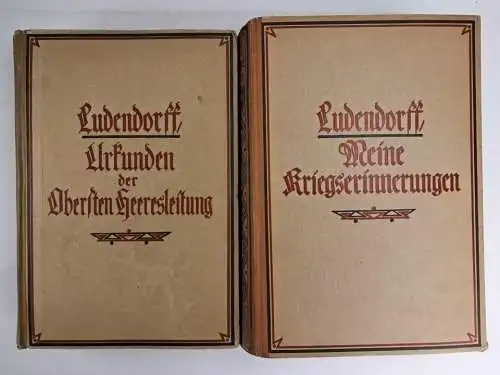 2 Bücher Erich Ludendorff: Urkunden, Erinnerungen, 1919/1920, Mittler & Sohn