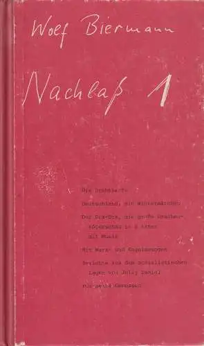 Buch: Nachlaß 1, Biermann, Wolf. 1977, Büchergilde Gutenberg, gebraucht, gut