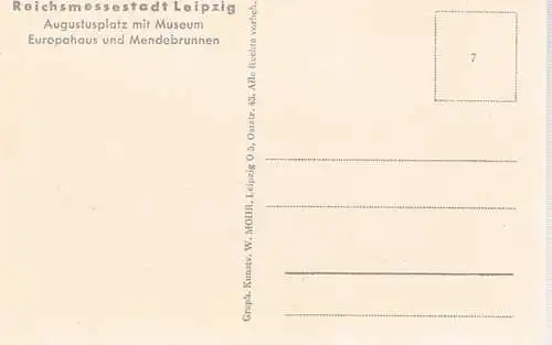 AK Reichsmessestadt Leipzig. Augustusplatz mit Museum, Europahaus... Postkarte