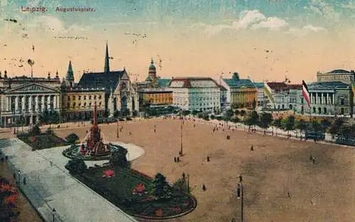 AK Leipzig. Augustusplatz. ca. 1921, Postkarte. 1921, gebraucht, gut