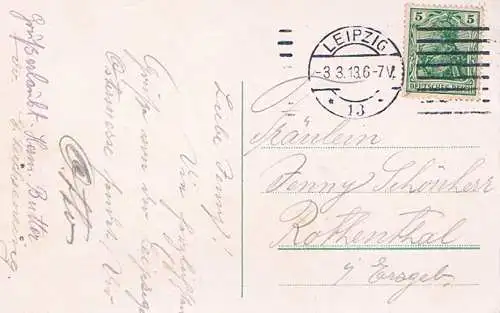 AK Leipzig. Neues Rathaus mit Deutsche Bank. ca. 1913, Postkarte. 1913