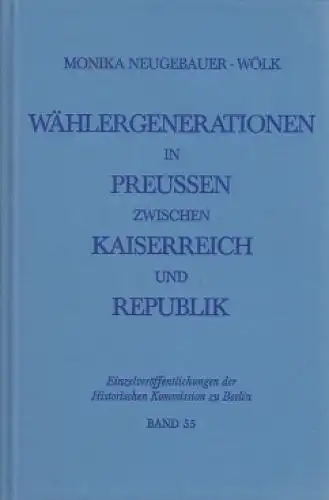Buch: Wählergenerationen in Preußen... Neugebauer-Wölk, M., 1987, Colloquium