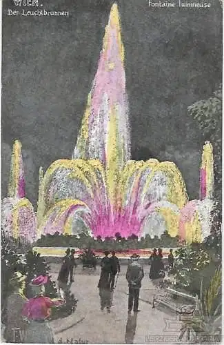 AK Wien. Der Leuchtbrunnen. ca. 1925, Postkarte. Ca. 1925, gebraucht, gut
