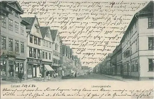 AK Uelzen. Lüneburgerstraße. ca. 1906, Postkarte. Ca. 1906, gebraucht, gut