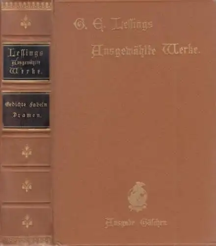 Buch: Lessings Werke, Lessing, G. E. 2 in 1 Bände, Ausgabe Göschen, 1890