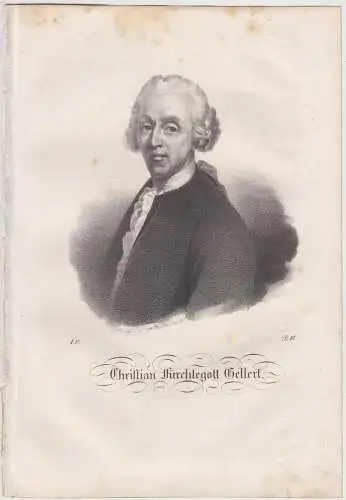 Lithografie: Christian Fürchtegott Gellert, um 1836, Eduard Pietzsch, Portrait
