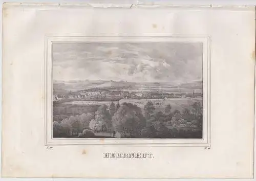 Lithografie: Herrnhut, Eduard Pietzsch & Comp, Saxonia, um 1836, Grafik, Ansicht
