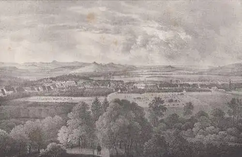 Lithografie: Herrnhut, Eduard Pietzsch & Comp, Saxonia, um 1836, Grafik, Ansicht