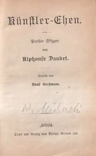 Buch: Künstler-Ehen / Briefe aus meiner Mühle, A. Daudet, Reclam, 2 in 1 Bände