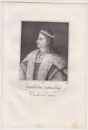 Lithografie: Friedrich der Sanftmütige, 1836, Eduard Pietzsch, Portrait, Grafik