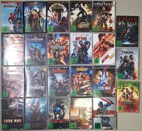 23 DVDs Marvel Avengers Superhelden Spiderman, Iron Man, Doctor Strange, Thor...