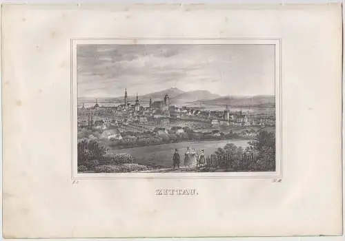 Lithografie: Zittau, um 1836, Eduard Pietzsch & Comp, Saxonia, Grafik, Ansicht