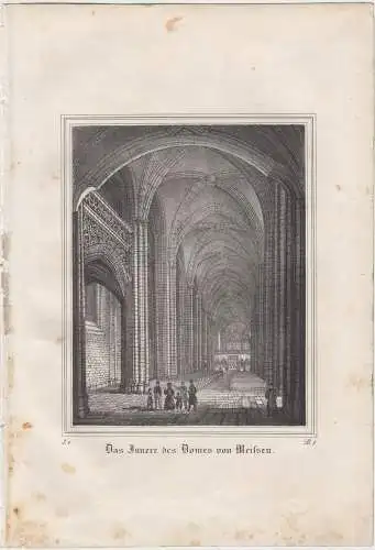 Lithografie: Das Innere des Domes von Meissen, um 1836, Eduard Pietzsch, Saxonia