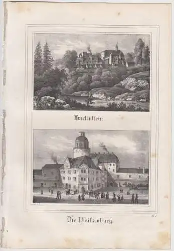 29Hartenstein & Die Pleissenburg, um 1835, Saxonia, Lithografie, Eduard Pietzsch