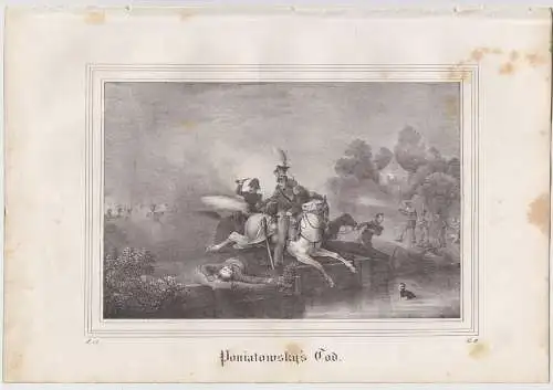 Lithografie: Poniatowsky's Tod, Eduard Pietzsch & Comp, Saxonia, 1836, Ansicht
