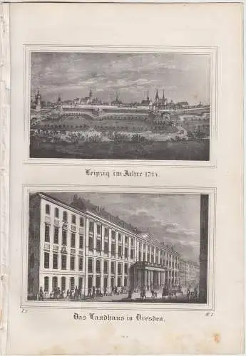 Lithografie: Leipzig im Jahre 1734, Landhaus, um 1836, Eduard Pietzsch, Saxonia