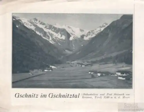 Buch: Faltblatt Gschnitz im Gschnitztal. 1931, gebraucht, gut