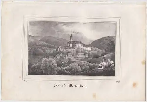 Lithografie: Schloss Weesenstein, Eduard Pietzsch & Comp, Saxonia, 1836, Ansicht